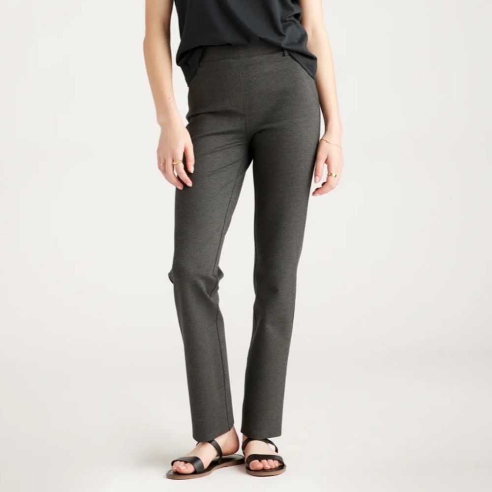 NWT Quince Charcoal Gray Ultra-Stretch Ponte Pant Straight Leg Large